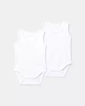 В упаковке 2 детских боди без рукавов Cotton Juice, белый