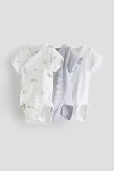 В упаковке 3 боди с запахом H&M, белый