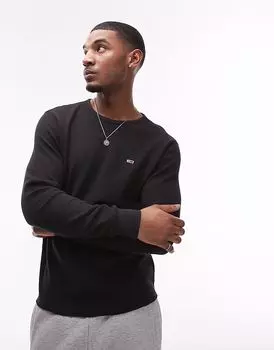 Вафельный топ с длинными рукавами Tommy Jeans черного цвета