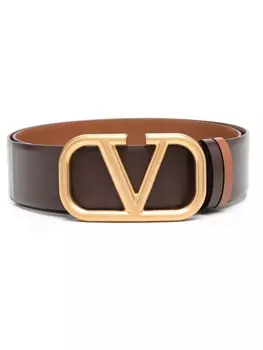 Valentino Garavani двухцветный ремень с пряжкой VLogo Signature, коричневый