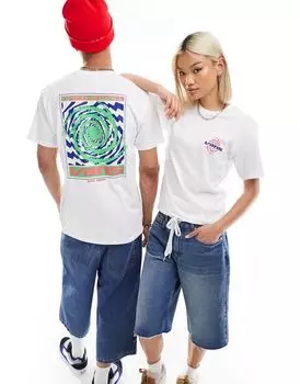 Vans — белая футболка со спиральным принтом