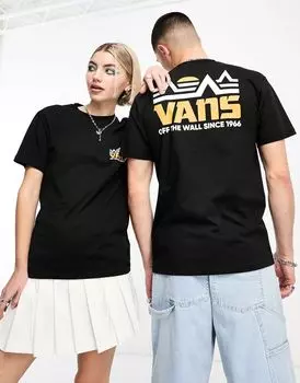 Vans Unisex – черная футболка с горным принтом на спине