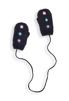 Варежки Floral Embroidered Cable JoJo Maman Bb, цвет navy