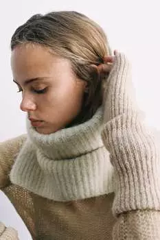 Варежки в рубчик ZARA, бежевый