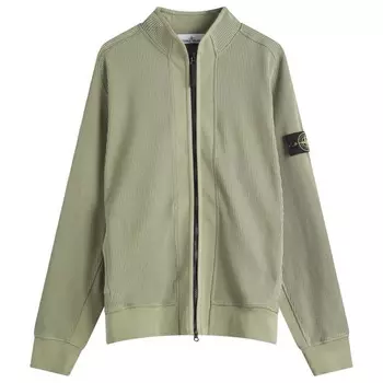 Ватная толстовка на молнии с вафельной текстурой Stone Island, цвет sage
