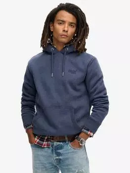 Важно логотип хлопковая смесь толстовка с капюшоном Superdry, цвет Heritage Navy Marl