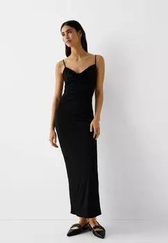 Вечернее платье Draped Bershka, черный