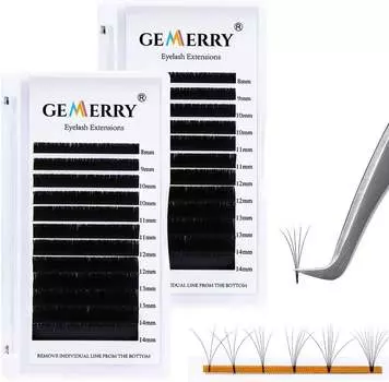 Веерообразные накладные ресницы 0,05 мм для наращивания 8 мм-14 мм Gemerry