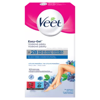 Veet Easy-Gelwax Technology полоски с воском для депиляции чувствительной кожи, 12 шт./1 уп.
