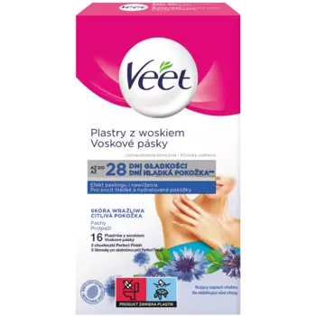 Veet восковые полоски для депиляции подмышек, 16 шт + салфетки для чувствительной кожи, 3 шт/1 уп.