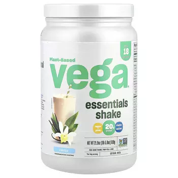 Vega, Растительный коктейль Essentials, ваниль, 619 г (1 фунт 5,9 унции)