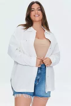 Вельветовая куртка больших размеров с высоким и низким вырезом Forever 21, кремовый