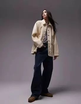 Вельветовая куртка цвета экрю Topshop