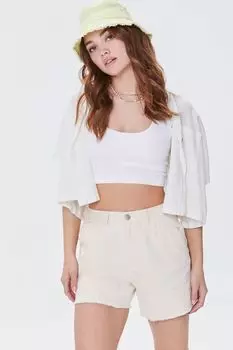 Вельветовые шорты с потертостями Forever 21, кремовый