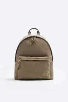 Вельзовый рюкзак ZARA, бежевый