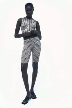 Велошорты с принтом ZARA, черно-белый