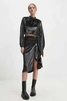 Велюровая юбка Answear Lab, черный