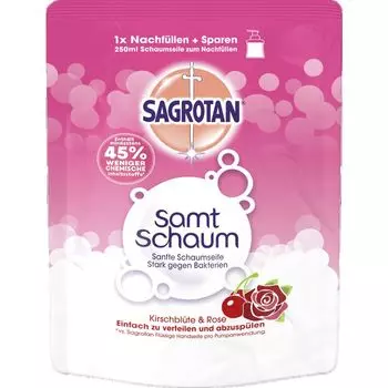 Velvet Foam Нежное пенящееся мыло «Цветение вишни и роза» Sagrotan, 250 ml