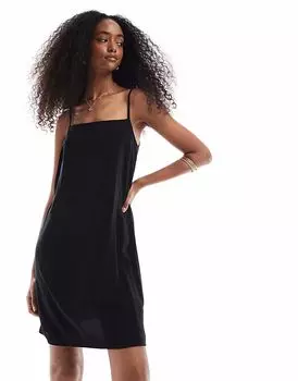 Vero Moda мини-платье с квадратным вырезом черного цвета