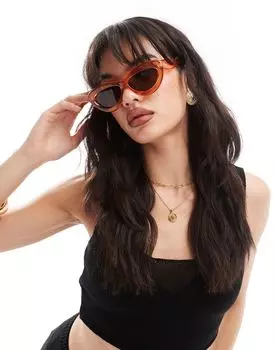 Vero Moda – оранжевые солнцезащитные очки «кошачий глаз» в широкой оправе