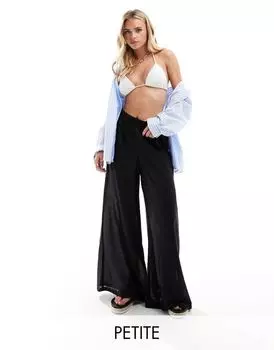 Vero Moda Petite – Черные пляжные брюки