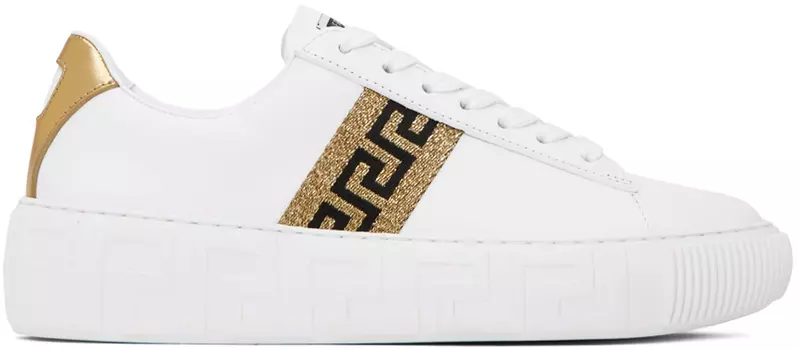 Versace Белые кроссовки Greca