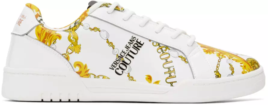 Versace Jeans Couture Бело-золотые кроссовки Brooklyn