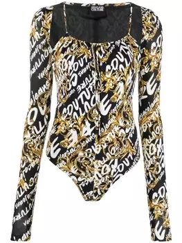 Versace Jeans Couture боди с длинными рукавами и логотипом, черный