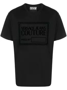Versace Jeans Couture футболка с фактурным логотипом, черный