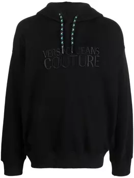 Versace Jeans Couture худи с кулиской и вышитым логотипом, черный