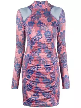 Versace Jeans Couture платье мини с принтом пейсли и сборками, розовый