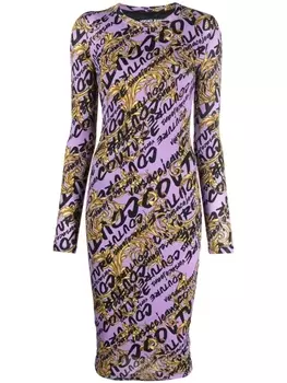 Versace Jeans Couture платье с принтом Logo Brush Couture, фиолетовый