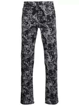 Versace Jeans Couture прямые джинсы с логотипом, черный