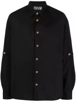 Versace Jeans Couture рубашка поло с тиснеными пуговицами, черный