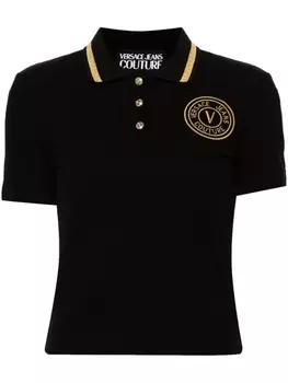 Versace Jeans Couture рубашка поло V-Emblem из ткани пике, черный