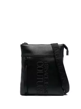 Сумка-мессенджер Versace Jeans Couture с тисненым логотипом, черный