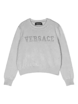 Versace Kids джемпер с логотипом, серебристый