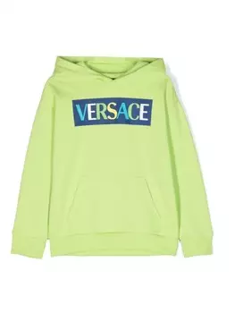Versace Kids худи из джерси с логотипом, зеленый