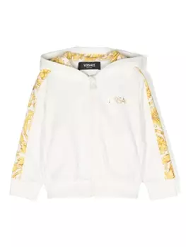 Versace Kids худи на молнии с принтом Barocco, белый