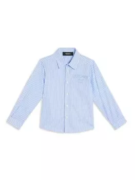 Versace Kids полосатая хлопковая рубашка, синий