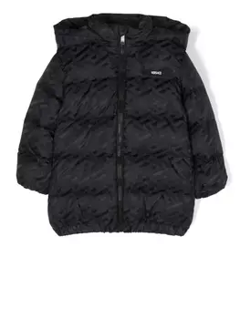 Versace Kids пуховик с принтом, черный