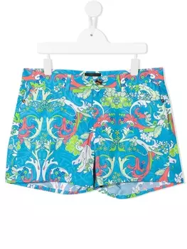 Versace Kids шорты с принтом Baroque, синий
