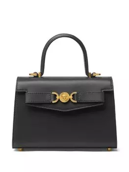 Кожаная сумка-тоут Versace с пряжкой, черный