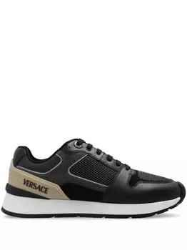 Versace кроссовки со вставками, черный