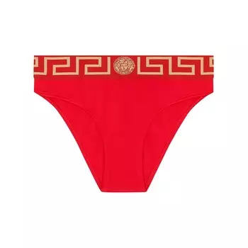 Versace Плавки бикини с каймой Greca, цвет Красный