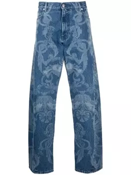 Versace прямые джинсы Silver Baroque, синий