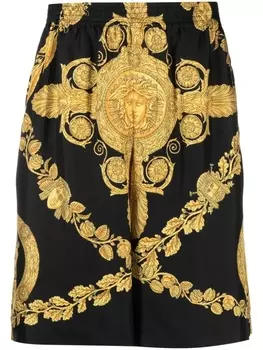 Versace шелковые шорты с принтом Barocco, черный