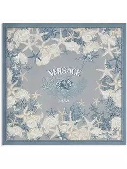 Versace шелковый платок с принтом, синий