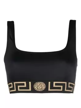 Versace топ бикини с узором Greca, черный