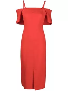 Victoria Beckham платье миди Off Shoulder Bandeau, красный